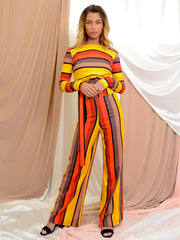 Multi Striped Crop Top & Trouser Co-ord