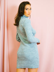 Zig Zag Knit Button Front Dress