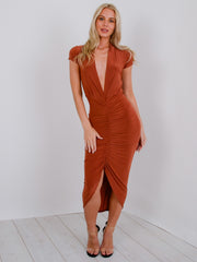 Slinky Ruched Midi Dress