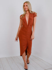Slinky Ruched Midi Dress