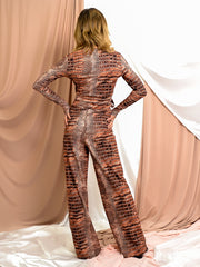 Croc Print Crop Top & Trouser Co-ord