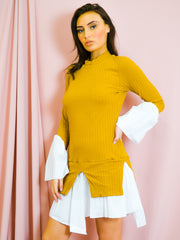 Hemddetail geripptes Kleid