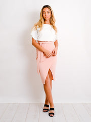 Contrast Wrap Front Belted Midi Dress