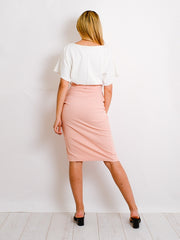 Contrast Wrap Front Belted Midi Dress