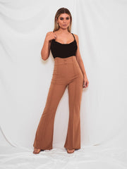 Button Front High Waist Trousers