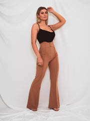 Button Front High Waist Trousers