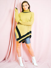 Contrast Panel Poncho Style Knitted Jumper