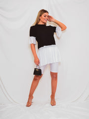 Vestido de camiseta de dobladillo de tul ruffle