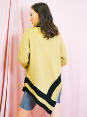 Contrast Panel Poncho Style Knitted Jumper