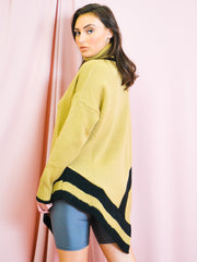 Contrast Panel Poncho Style Knitted Jumper