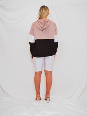 Contrast Colour Block Zip Front Hoodie