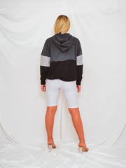 Contrast Colour Block Zip Front Hoodie