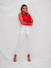 Fishnet Mesh Sleeve Top