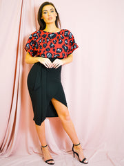 Leopard Print Wrap Front Belted Midi Dress