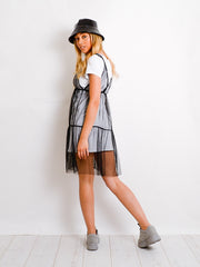 Printed Over Mesh T-Shirt Dress