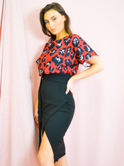 Leopard Print Wrap Front Belted Midi Dress