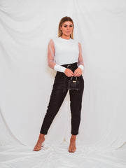 Fishnet Mesh Sleeve Top