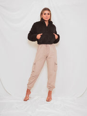 Zip Front Cropped Teddy Jumper
