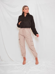 Zip Front Cropped Teddy Jumper