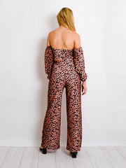 Leopard Print Tie Crop Top & Trouser Co-ord