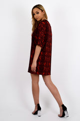Snake Print Oversized Boyfriend Tunic T-Shirt