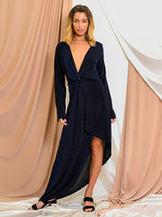 Kady Twist Front Asymmetrisches Lurex -Kleid