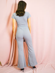 Ribbed Tie Knot Crop Top & Trouser Co-ord