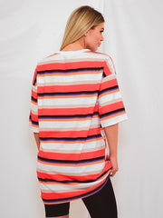 Brede streep oversized vriendje tuniek t-shirt