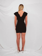 Frill Neckline & Front Mini Dress