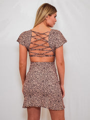 Lace Back Leopard Print Dress