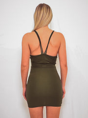 Double Strap Wrap Front Bodycon Dress