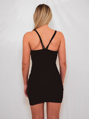 Double Strap Wrap Front Bodycon Dress