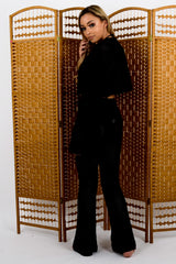 Crochet Knit Split Sleeve Crop Top & Trouser Co-ord