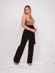 Foil Detail One Shoulder Jumpsuit