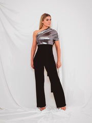 Foil Detail One Shoulder Jumpsuit