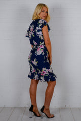 Floral Print Ruched Front Wrap Dress