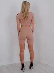 Side Stripe Crop Top & Shorts Co-ord
