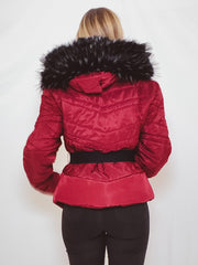 Padded Jacket With Detachable Buckle Belt