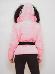 Padded Jacket With Detachable Buckle Belt