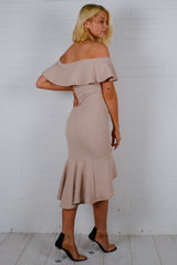 Wrap Over Frill Bardot Dress