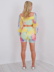 Crochet Fishnet Crop Top & Shorts Coord