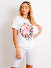 Schädel & Rosen gedrucktes T-Shirt