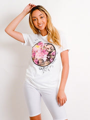 Schädel & Rosen gedrucktes T-Shirt