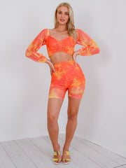 Crochet Fishnet Crop Top & Shorts Coord