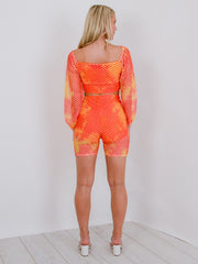 Crochet Fishnet Crop Top & Shorts Coord