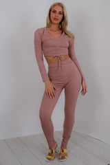 Rundted Crop Top & Legging Rippes Co-ordte