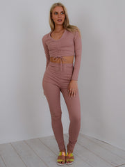 Rundted Crop Top & Legging Rippes Co-ordte