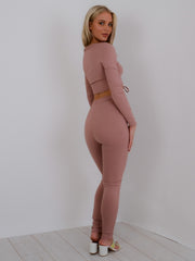 Rundted Crop Top & Legging Rippes Co-ordte