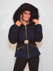 Padded Jacket With Detachable Buckle Belt
