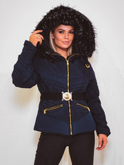 Padded Jacket With Detachable Buckle Belt